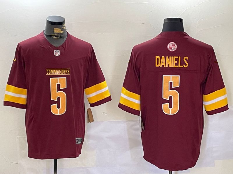 Men Washington Commanders #5 Daniels Red 2024 Nike Limited NFL Jersey style 1->washington commanders->NFL Jersey